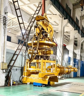 Davit-type AUV launch and recovery unit with slewing arm and anti-sway head in the workshop